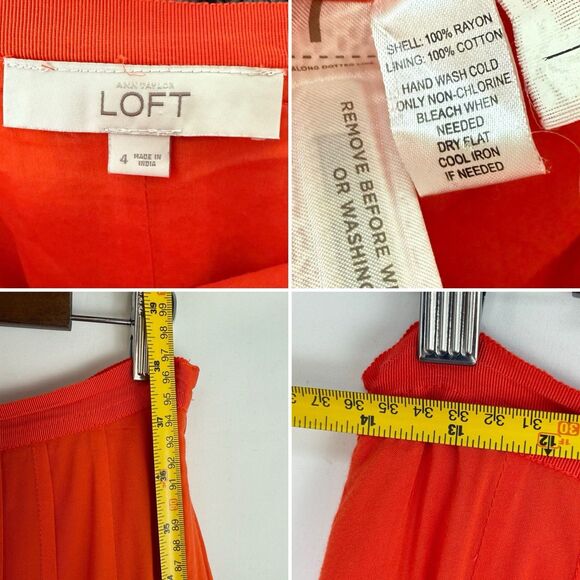Ann Taylor Loft Pleated Long Maxi Skirt Orange Size 4 Lined - Picture 8 of 16